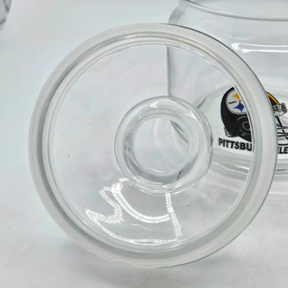 Pittsburgh Steelers Clear Glass Candy Jar with Lid Official NFL License Sticker